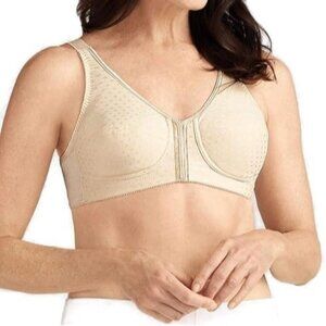 NWT Amoena 38B Nude Greta Mastectomy Bra Wire Free Front Back Closure Comfort